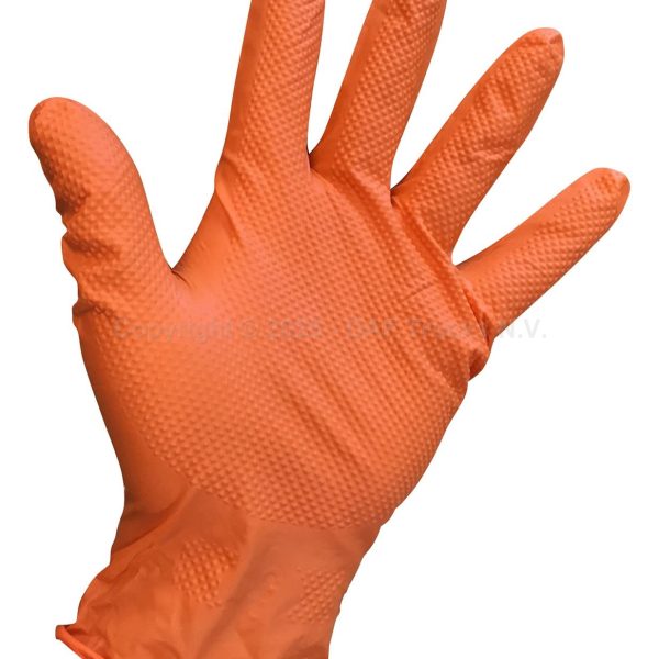 Orange Nitrile Grip Gloves - Q895833